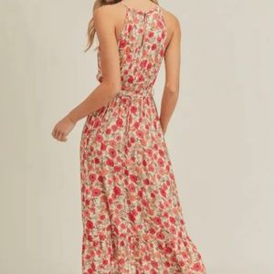 LUSH FLORAL PRINT TIE WAIST MIDI DRESS - size M